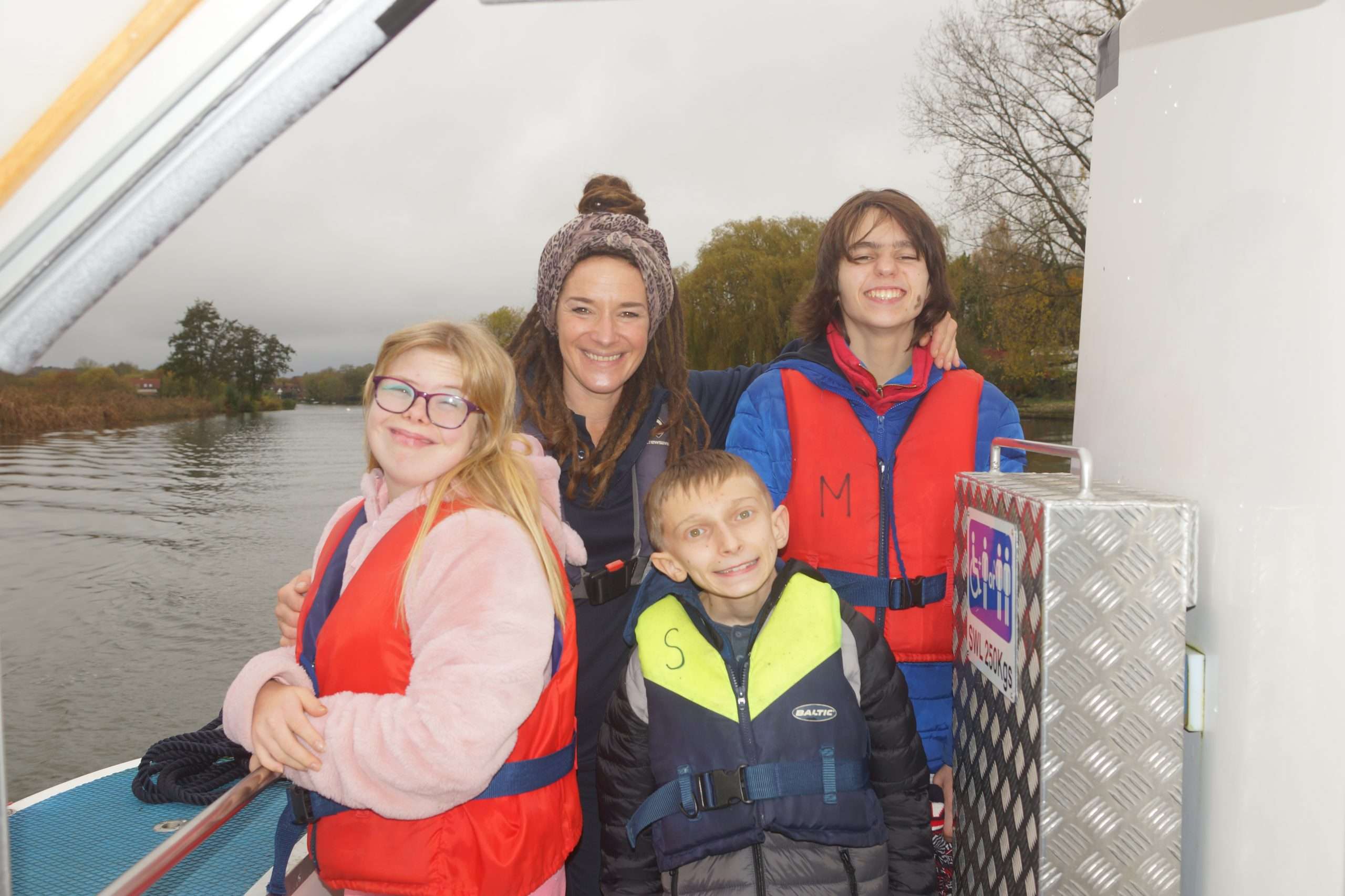 children on boat